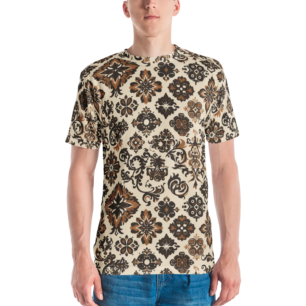 Cinnamon Damask on Men's Crew Neck T-Shirt — Front