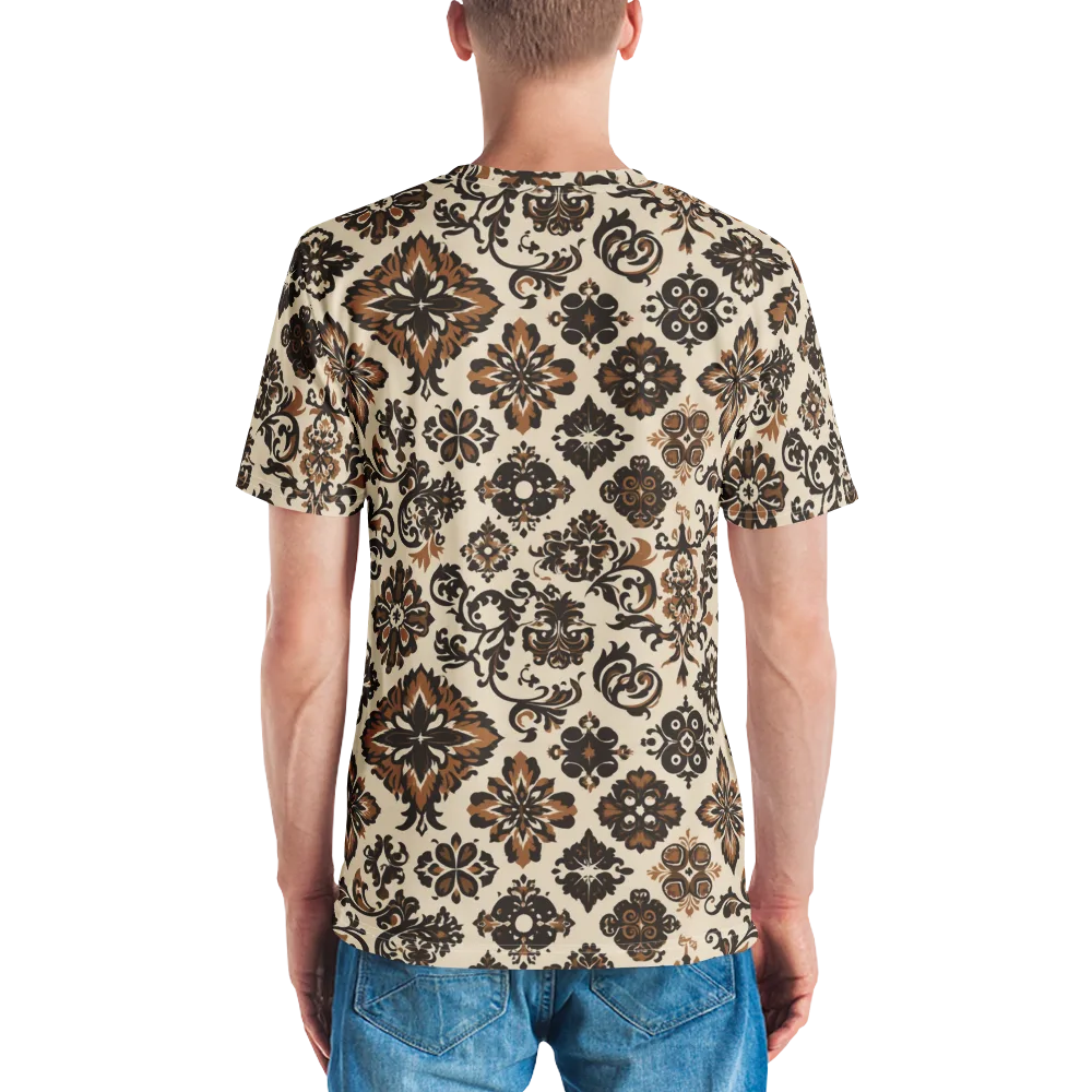 Cinnamon Damask on Men's Crew Neck T-Shirt — Back