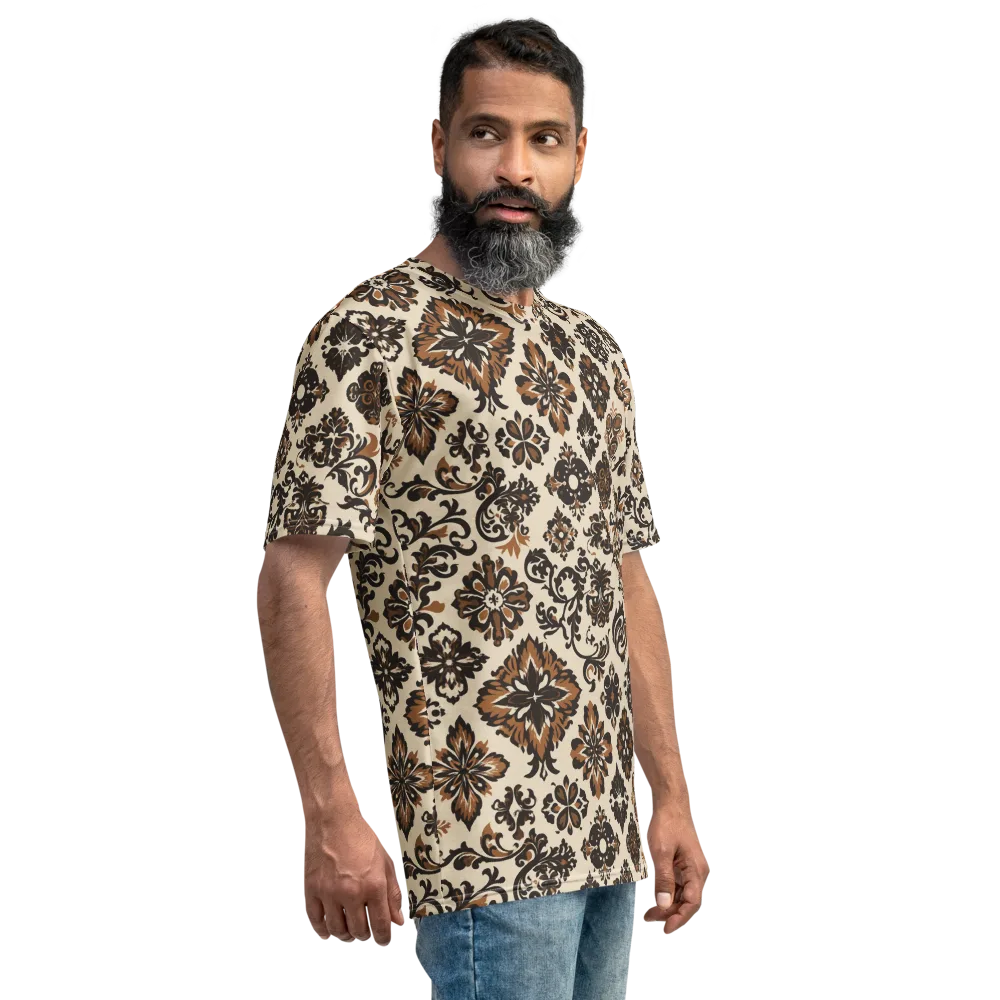 Cinnamon Damask on Men's Crew Neck T-Shirt — Right