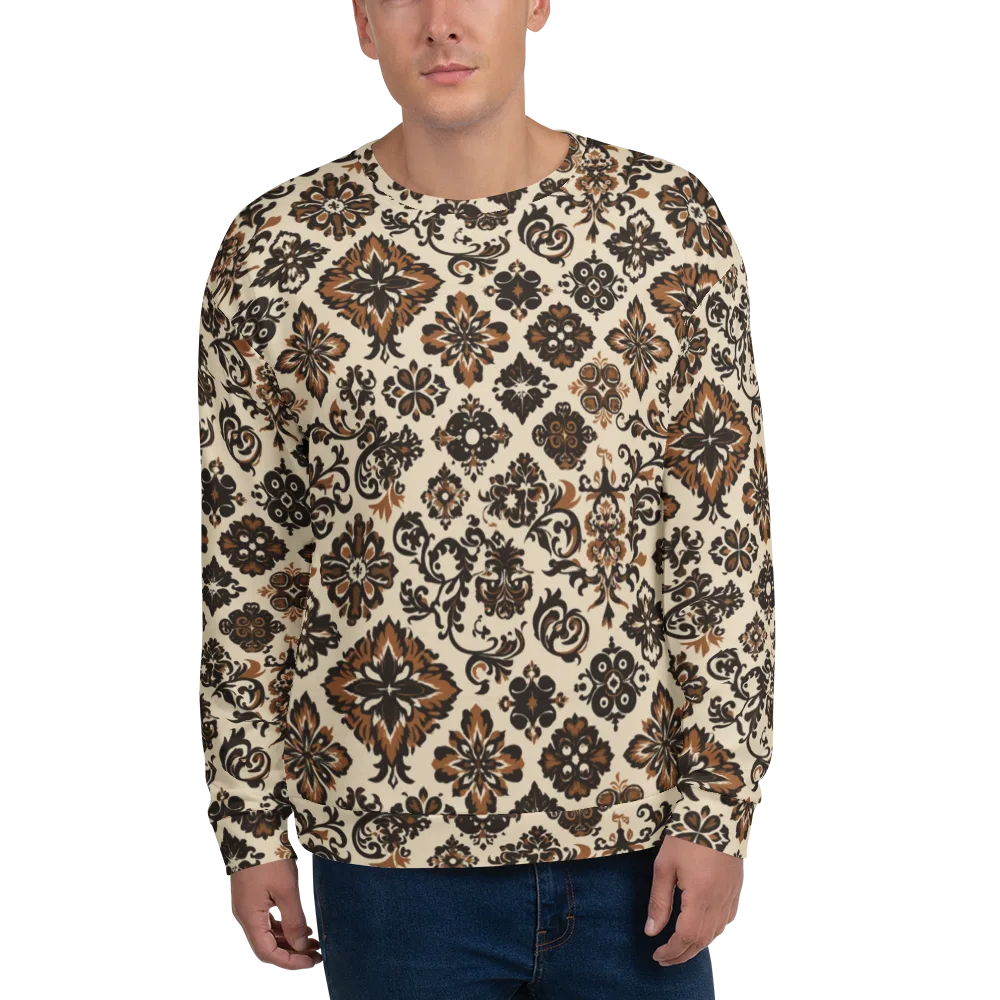 Cinnamon Damask on Sweatshirt — Front