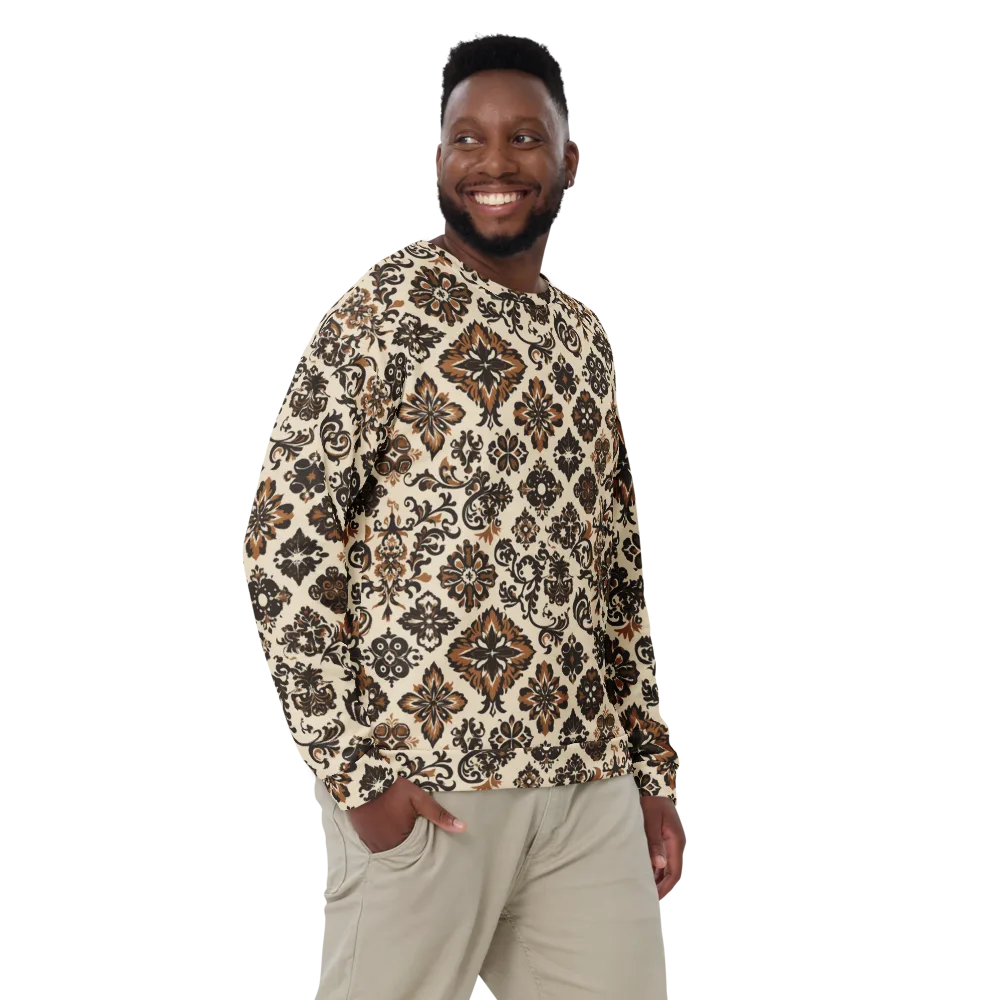 Cinnamon Damask on Sweatshirt — Front