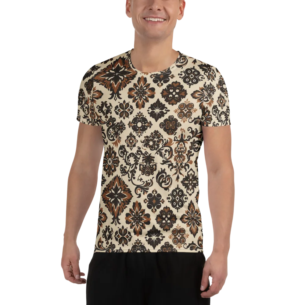 Cinnamon Damask on Men's Athletic T-Shirt — Front