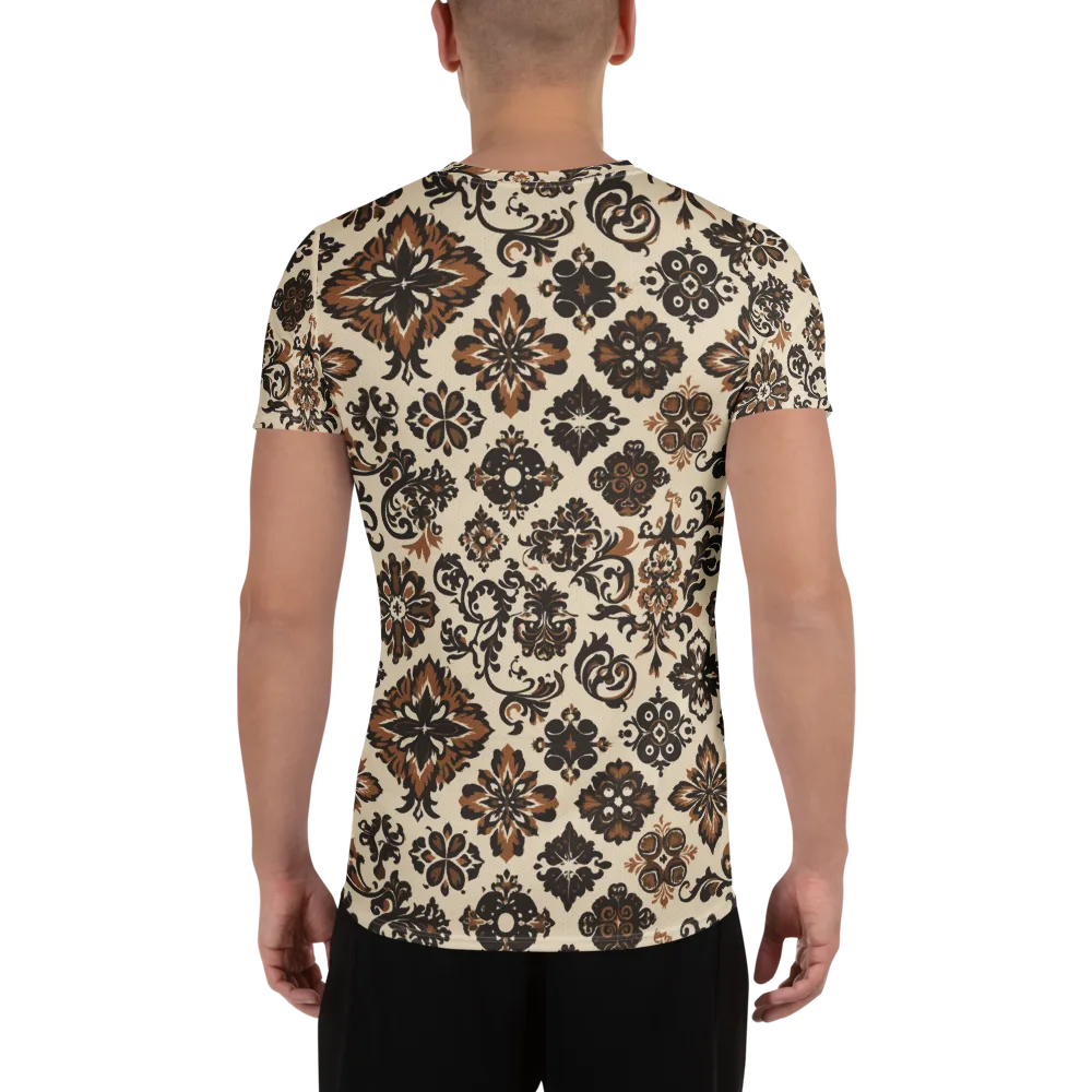Cinnamon Damask on Men's Athletic T-Shirt — Back
