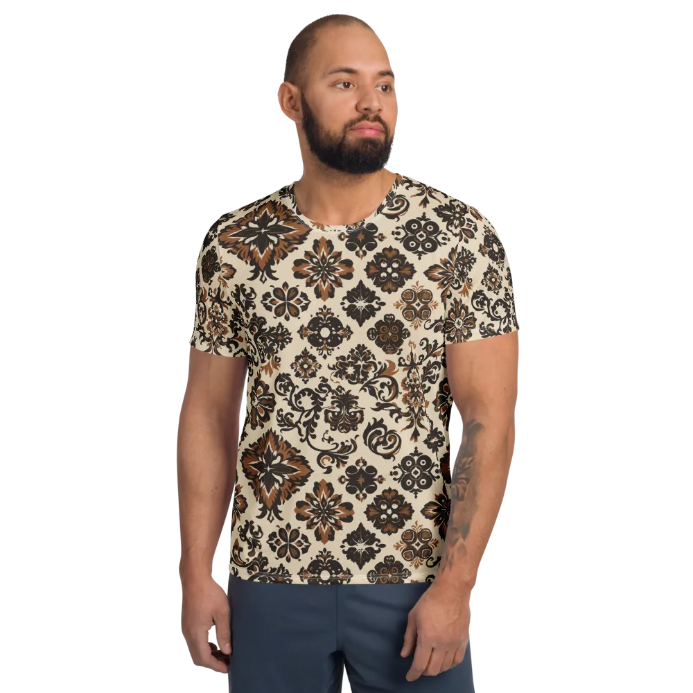 Cinnamon Damask on Men's Athletic T-Shirt — Front