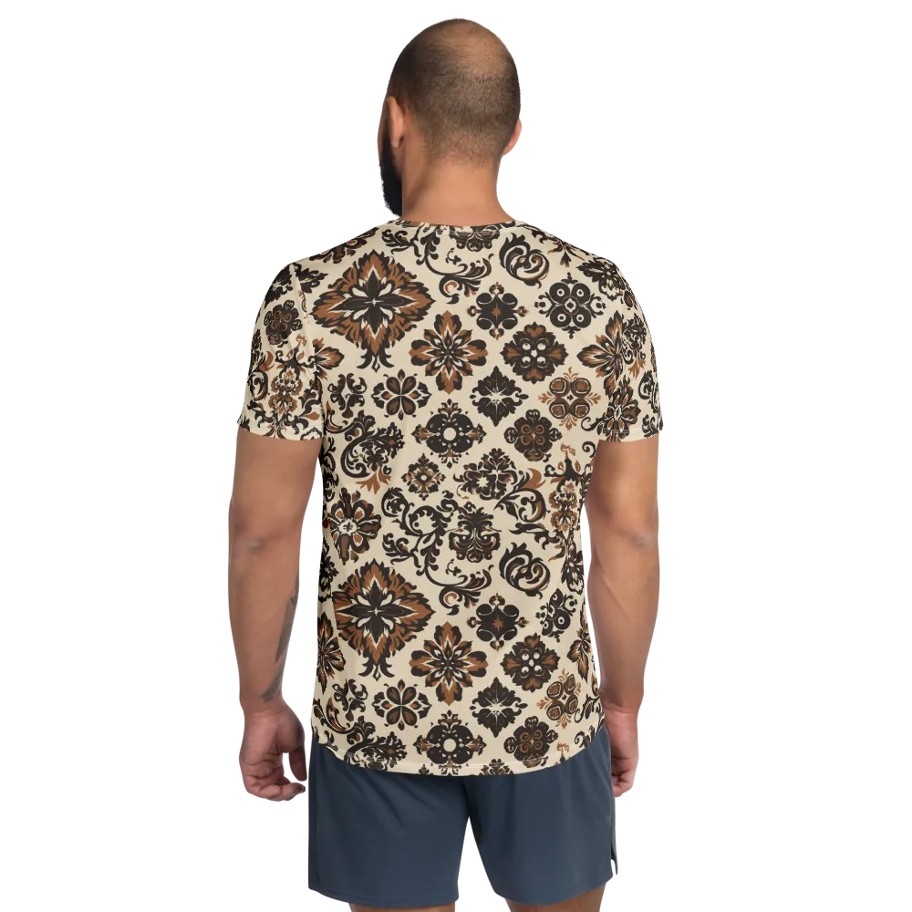 Cinnamon Damask on Men's Athletic T-Shirt — Back