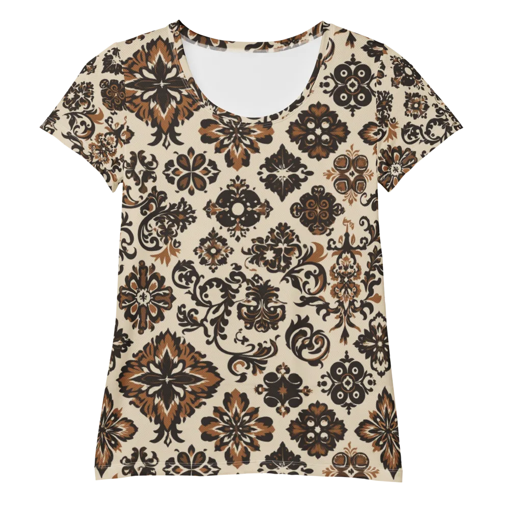 Cinnamon Damask on Women's Athletic T-Shirt — Front