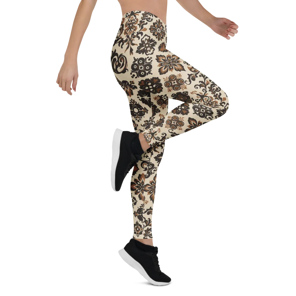 Cinnamon Damask on Leggings — Right