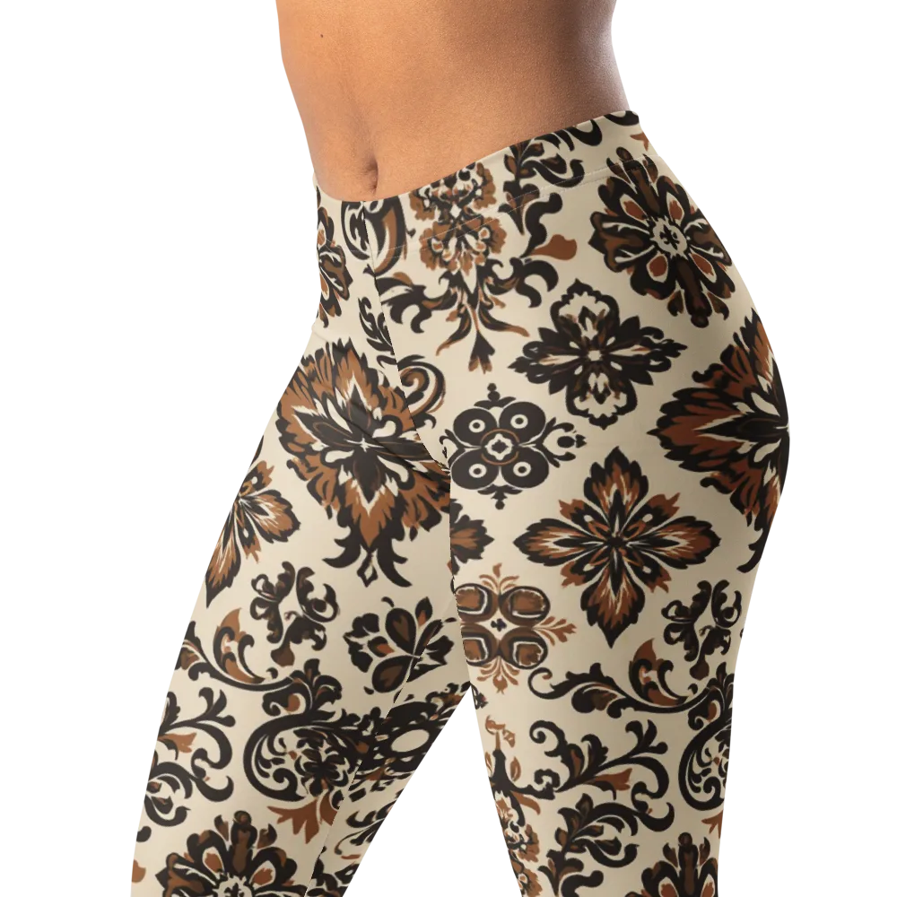 Cinnamon Damask on Leggings — Left Front