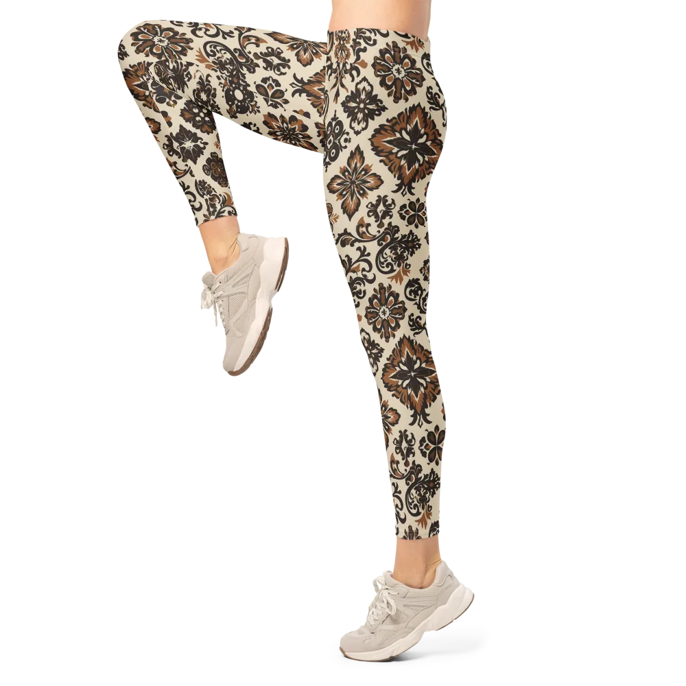 Cinnamon Damask on Leggings — Left