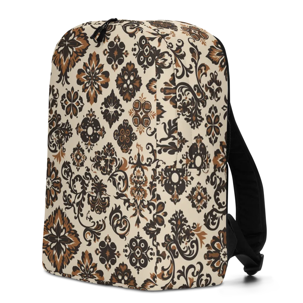 Cinnamon Damask on Minimalist Backpack — Left