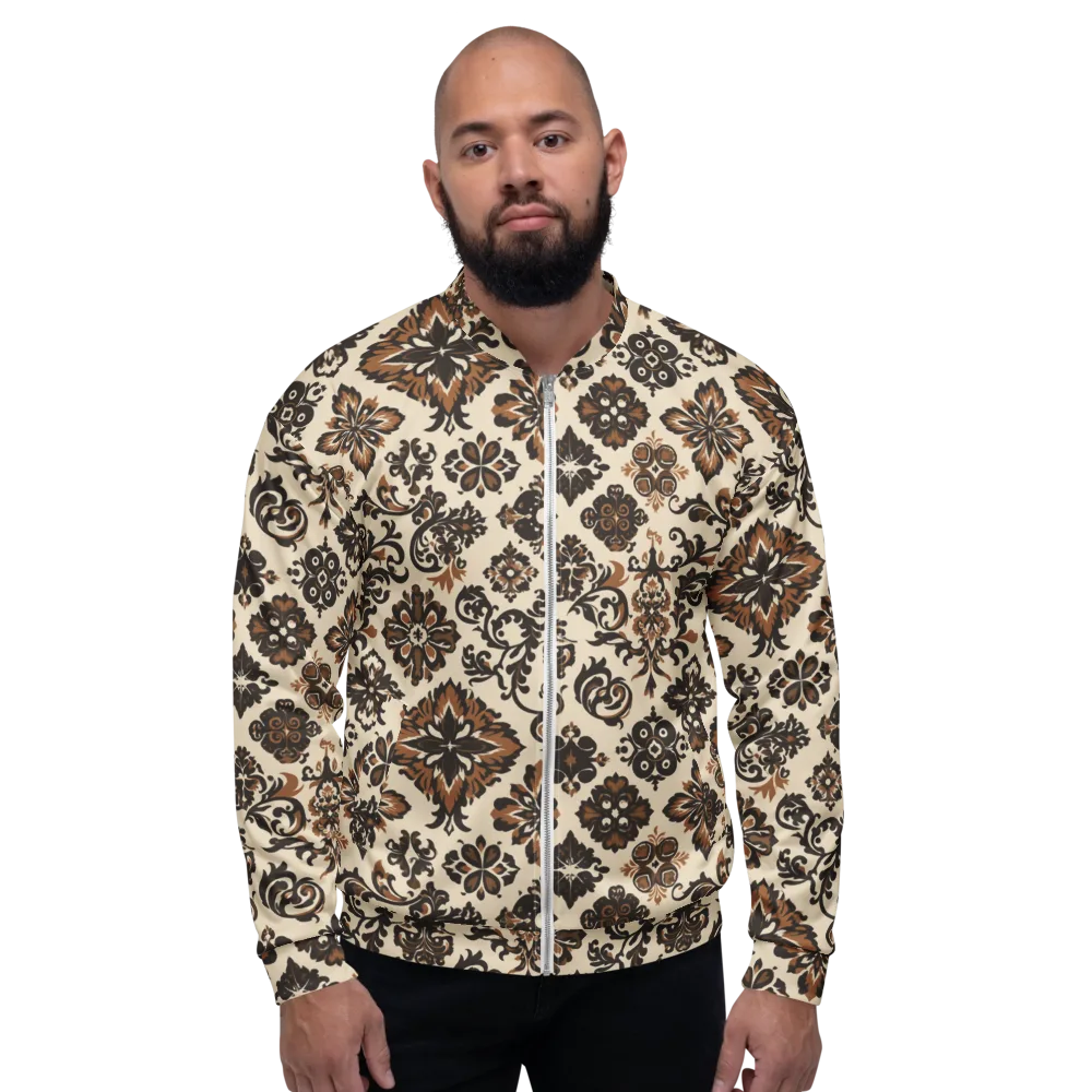 Cinnamon Damask on Bomber Jacket — Front