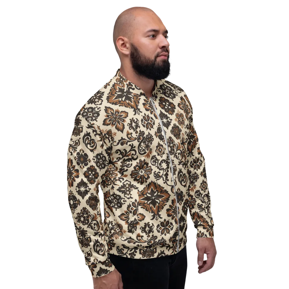 Cinnamon Damask on Bomber Jacket — Right