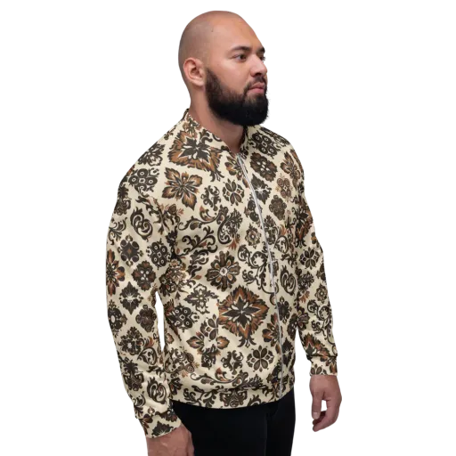 Cinnamon Damask on a Bomber Jacket
