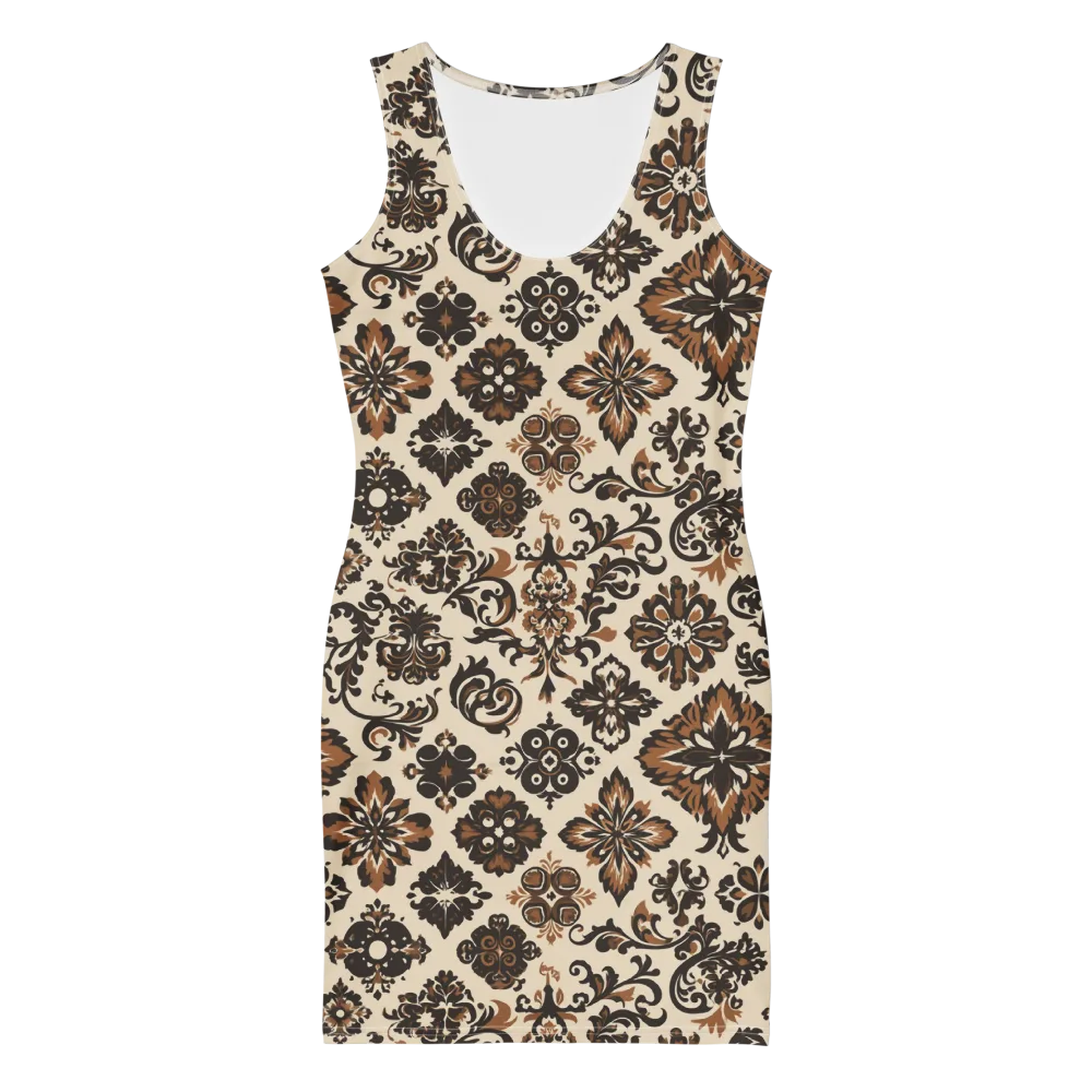 Cinnamon Damask on Bodycon Dress — Front