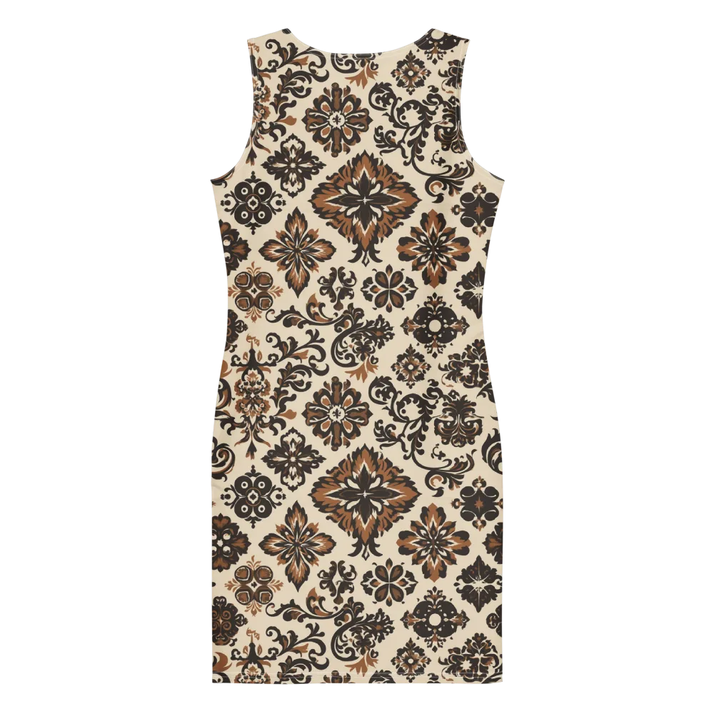 Cinnamon Damask on Bodycon Dress — Back