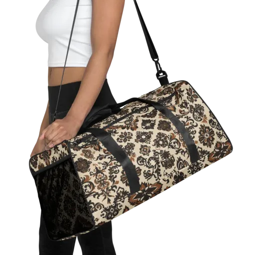 Cinnamon Damask on a Duffle Bag