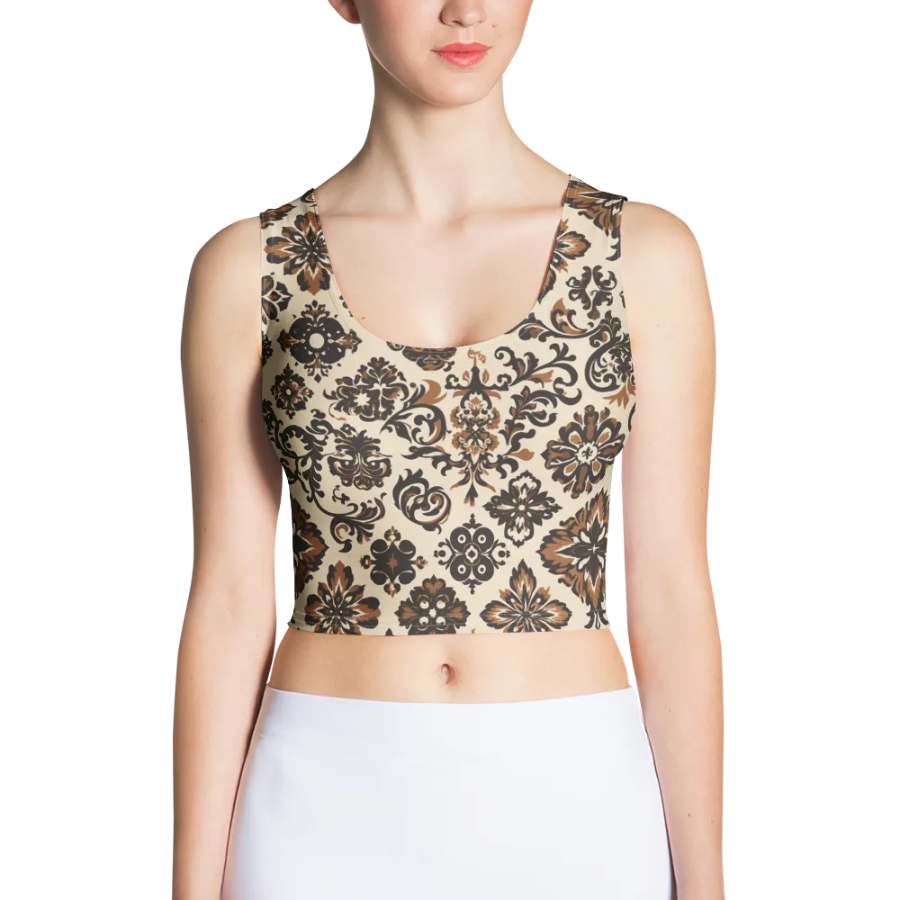 Cinnamon Damask on Crop Top — Front