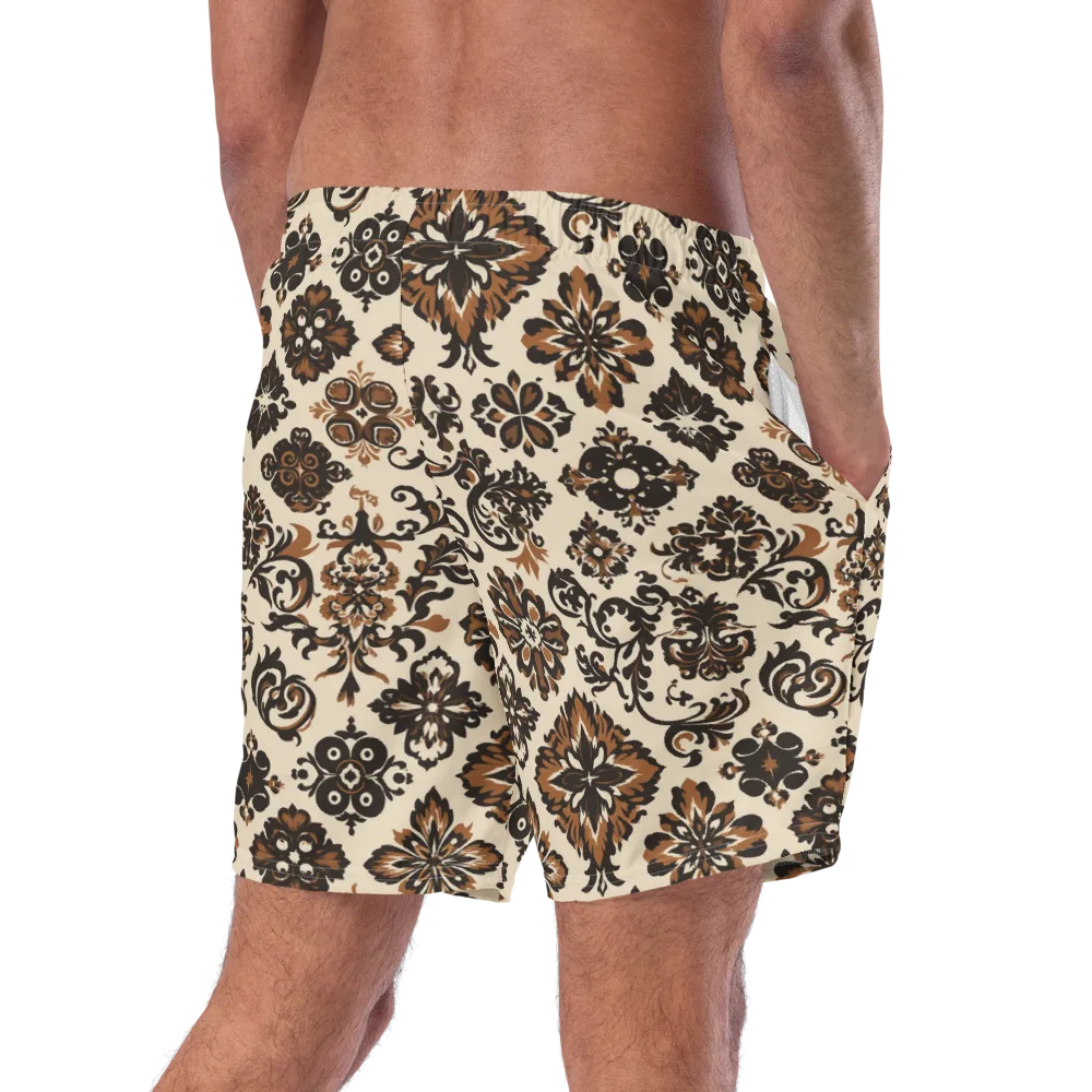 Cinnamon Damask on Swim Trunks — Right Back