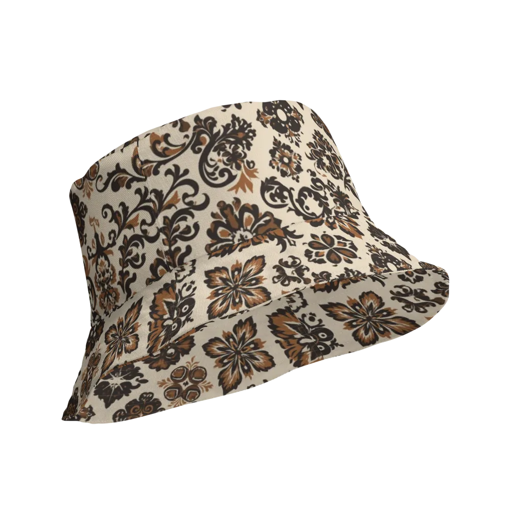 Cinnamon Damask on Reversible Bucket Hat — Product details Outside