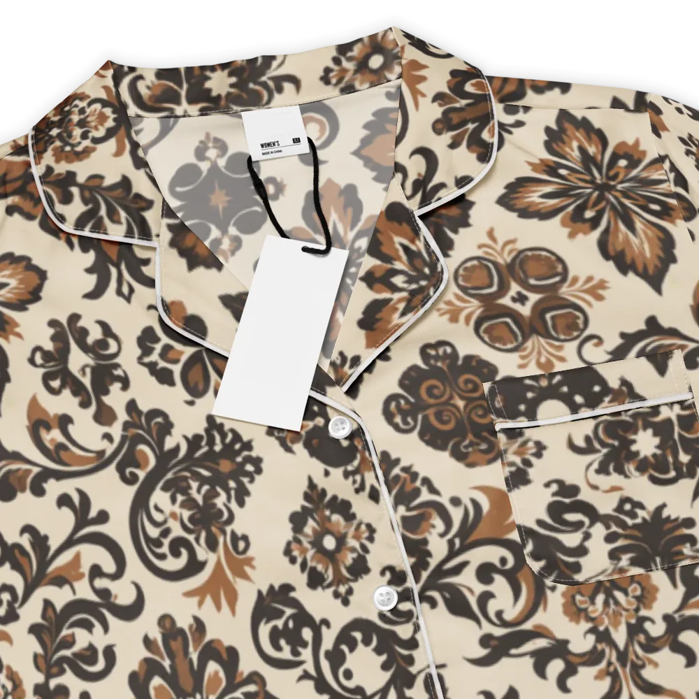 Cinnamon Damask on Women's Short Sleeve Pajama Top — Product details