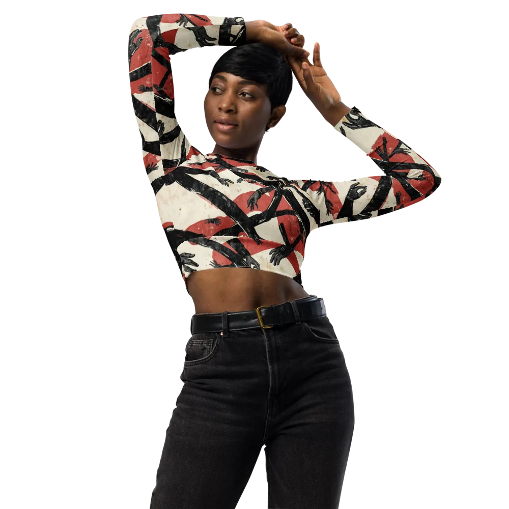 Midnight Reach on Long Sleeve Crop Top — Front