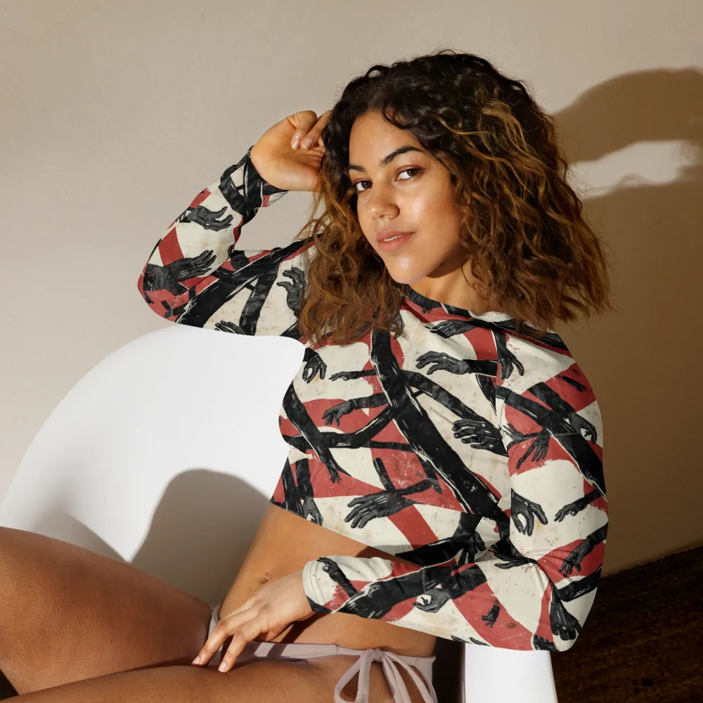 Midnight Reach on Long Sleeve Crop Top — Left Front