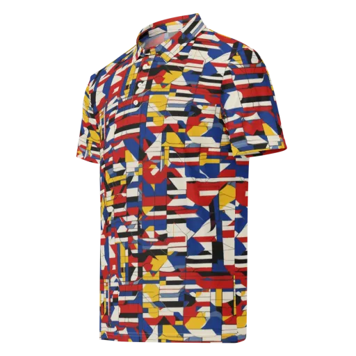 Chromatic Blueprint on a Men's Slim Fit Polo Shirt