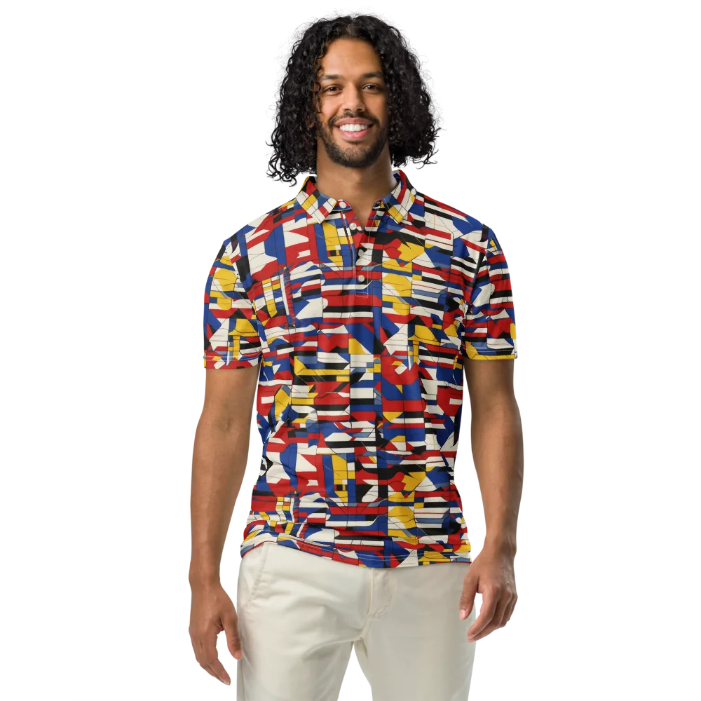 Chromatic Blueprint on Men's Slim Fit Polo Shirt — Front