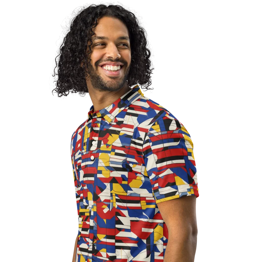 Chromatic Blueprint on Men's Slim Fit Polo Shirt — Left Front