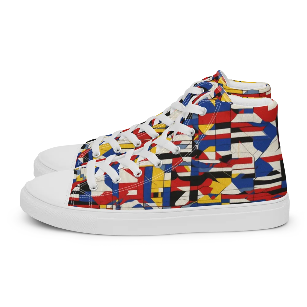 Chromatic Blueprint on Men's High Top Canvas Shoes — Left