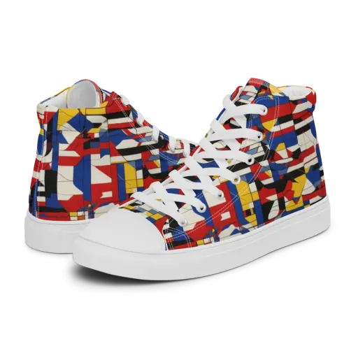 Chromatic Blueprint on a Men's High Top Canvas Shoes