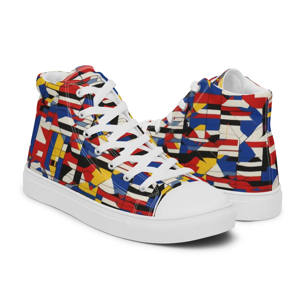 Chromatic Blueprint on Men's High Top Canvas Shoes — Right