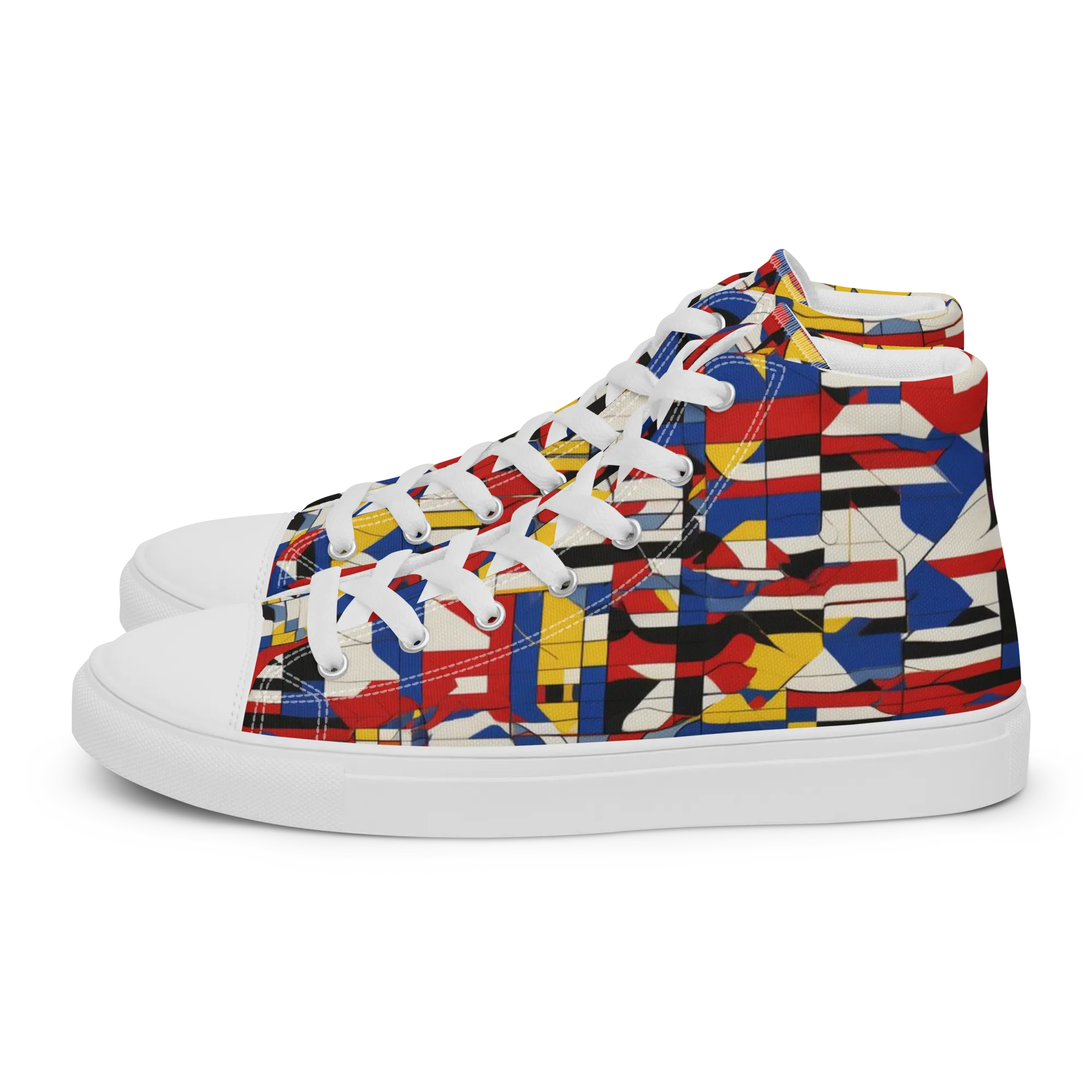 Chromatic Blueprint on Women's High Top Canvas Shoes — Left