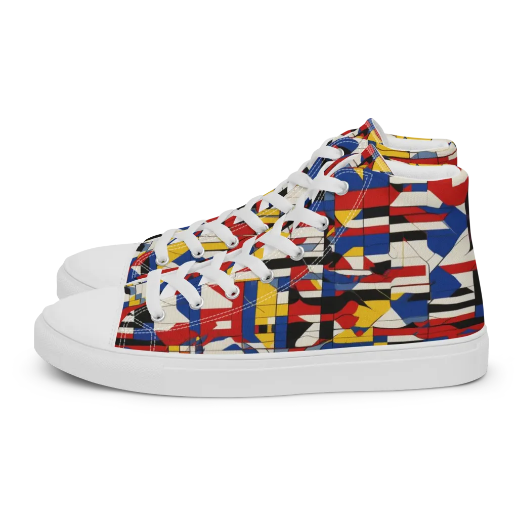 Chromatic Blueprint on Women's High Top Canvas Shoes — Left