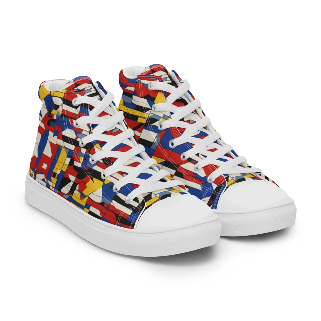 Chromatic Blueprint on Women's High Top Canvas Shoes — Right Front