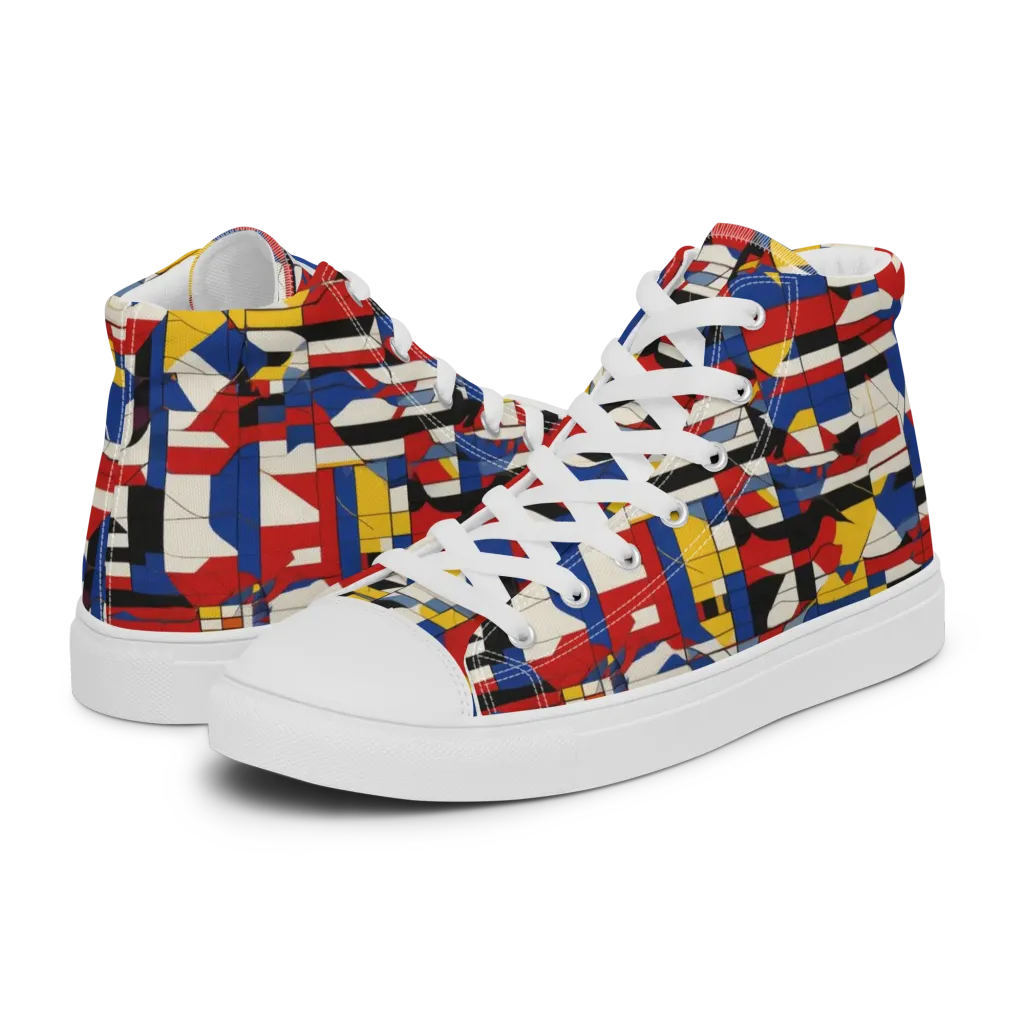 Chromatic Blueprint on Women's High Top Canvas Shoes — Left