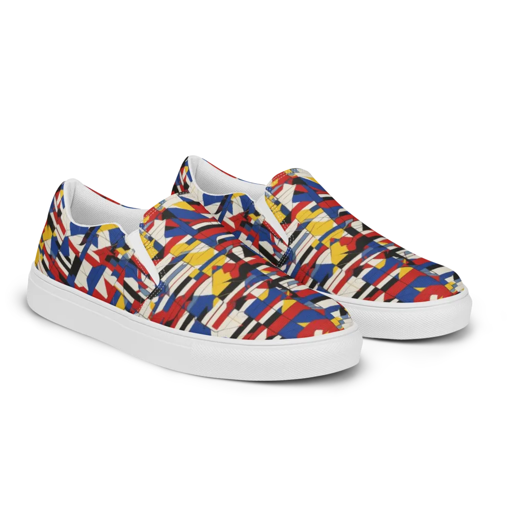 Chromatic Blueprint on Men's Slip-On Canvas Shoes — Right Front