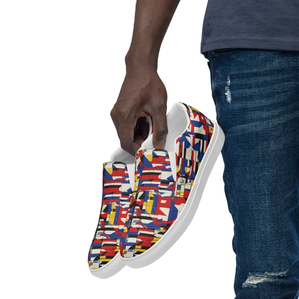 Chromatic Blueprint on Men's Slip-On Canvas Shoes — Left Front