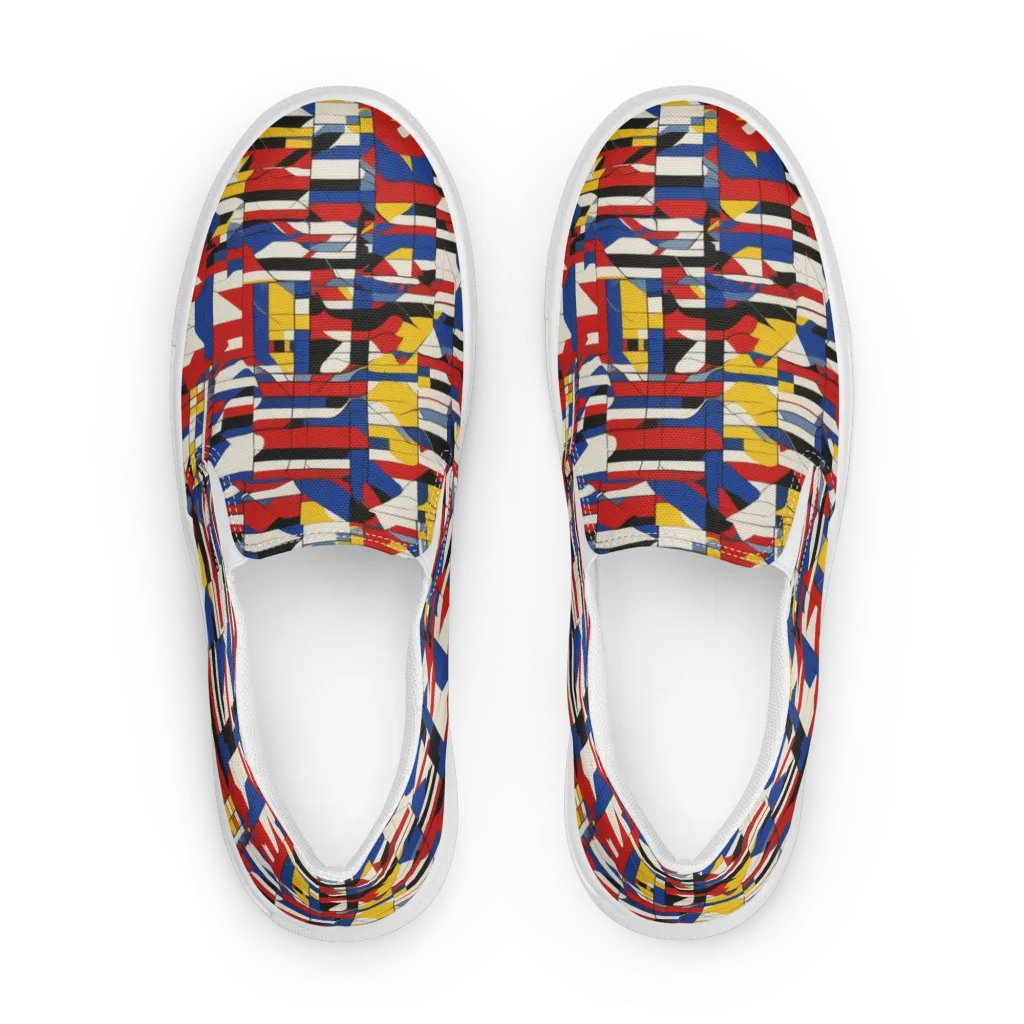 Chromatic Blueprint on Women's Slip-On Canvas Shoes — Front