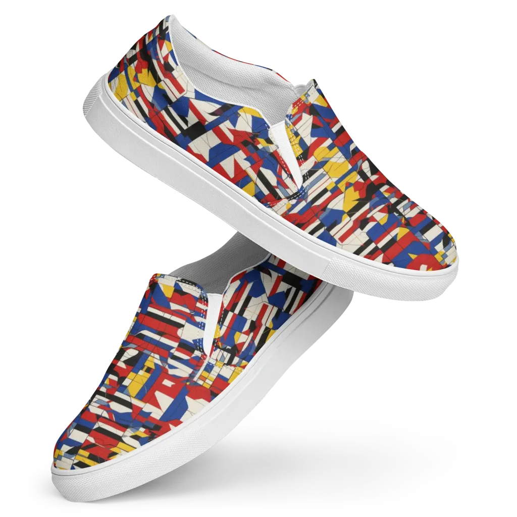 Chromatic Blueprint on Women's Slip-On Canvas Shoes — Front