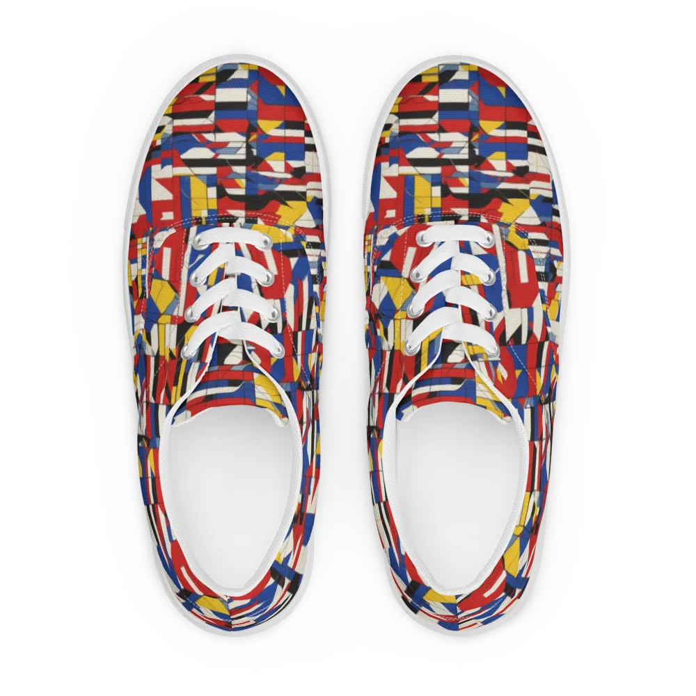 Chromatic Blueprint on Men's Lace-Up Canvas Shoes — Front
