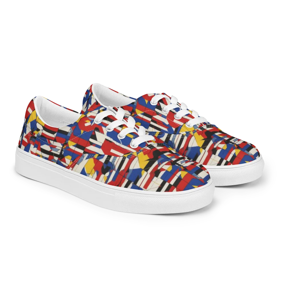 Chromatic Blueprint on Men's Lace-Up Canvas Shoes — Right Front