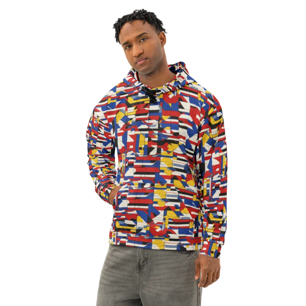 Chromatic Blueprint on Cotton Hoodie — Left Front