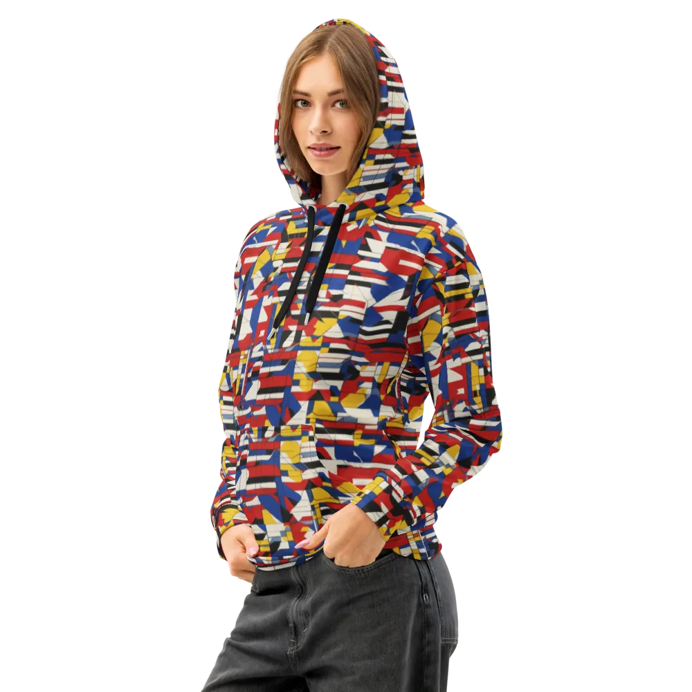 Chromatic Blueprint on Cotton Hoodie — Left Front
