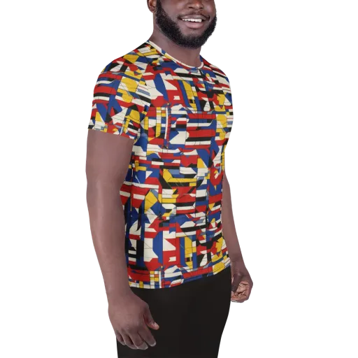 Chromatic Blueprint on a Men's Athletic T-Shirt