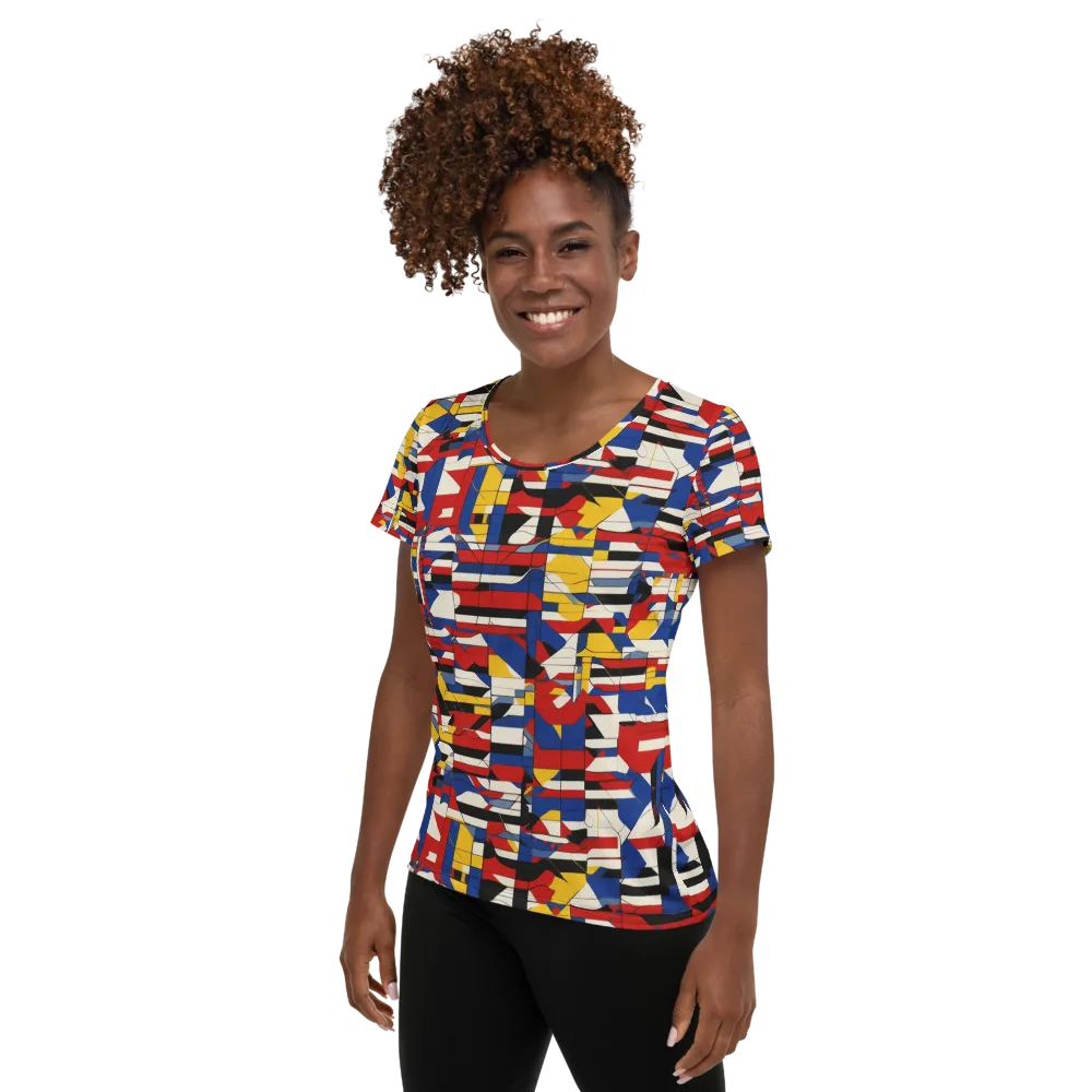 Chromatic Blueprint on Women's Athletic T-Shirt — Left