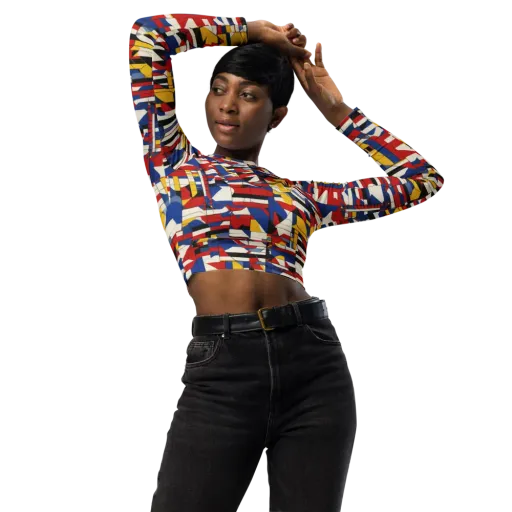 Chromatic Blueprint on a Long Sleeve Crop Top