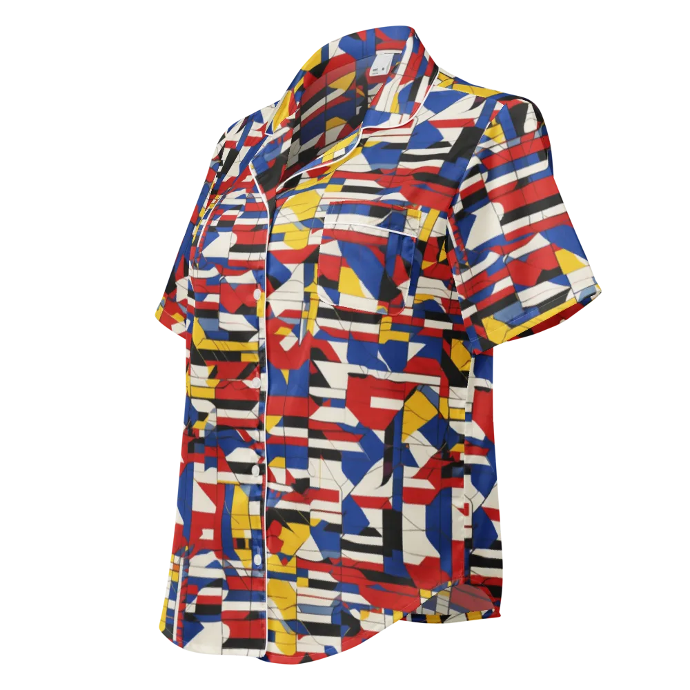 Chromatic Blueprint on Women's Short Sleeve Pajama Top — Left Front