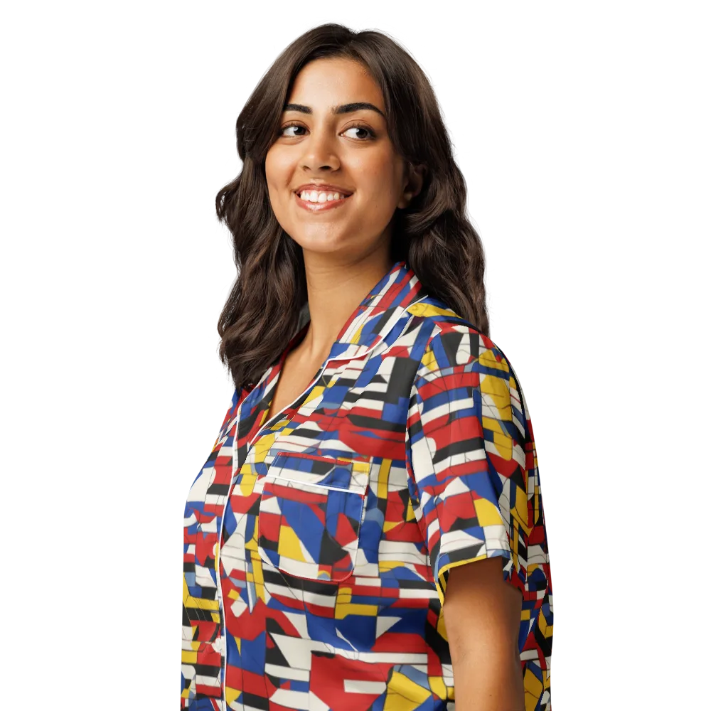 Chromatic Blueprint on Women's Short Sleeve Pajama Top — Left Front