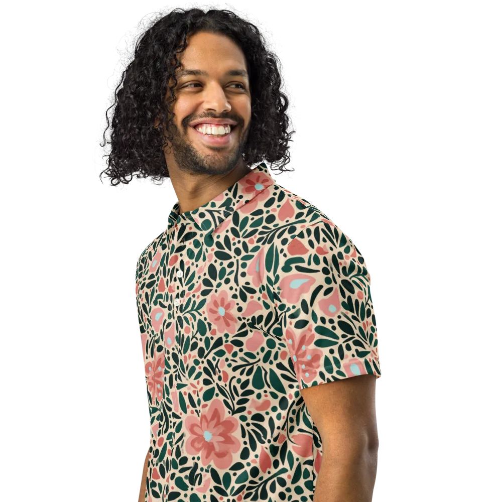 Rosewater Meadow on Men's Slim Fit Polo Shirt — Left Front